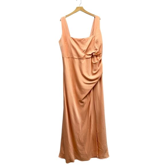 Lulus Red Carpet Romance Peach Satin Square Neck Maxi Dress size 3X - Picture 2 of 6